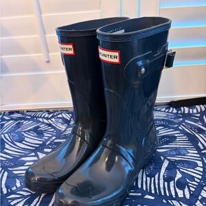 Hunter Glossy Navy Waterproof Boots